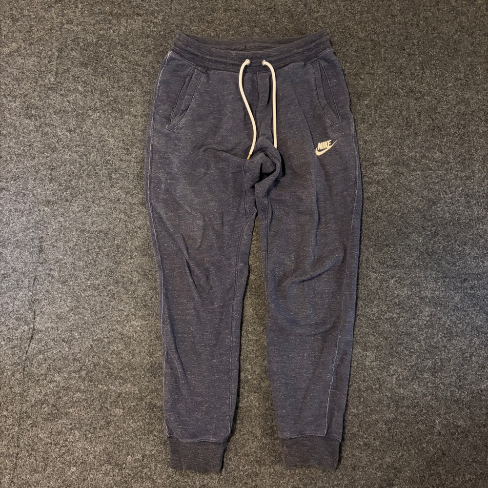 Nike Mens Small Blue Heathered Jogger Sweatpants Drawstring Zip Pocket
